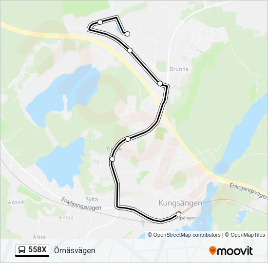 558X Bus Line Map