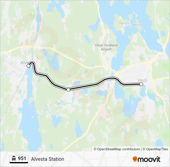 951 spårvagn Linje karta