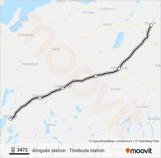 3472 Rutt: Tidtabeller, Hållplatser & Kartor - Skövde Centralstation ...