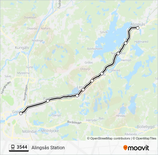 3544 tåg Linje karta