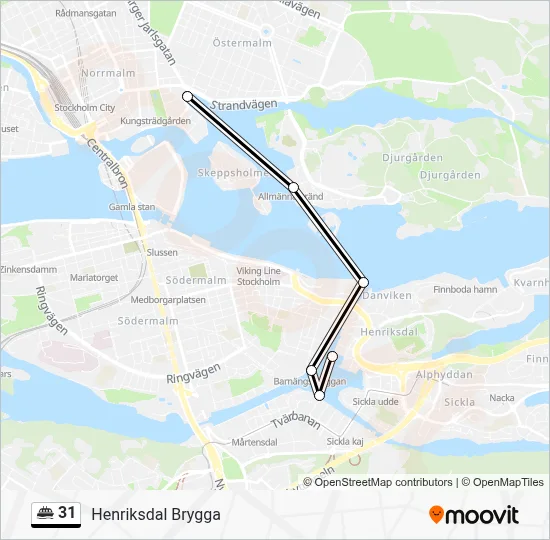 31 färja Linje karta