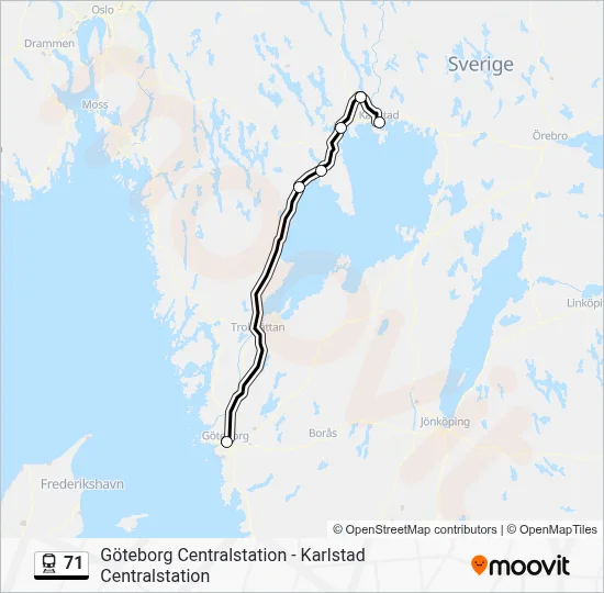 71 tåg Linje karta