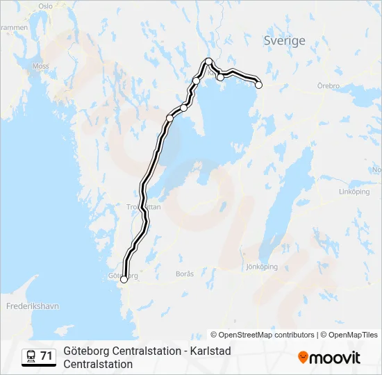 71 tåg Linje karta