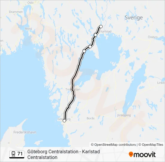 71 tåg Linje karta