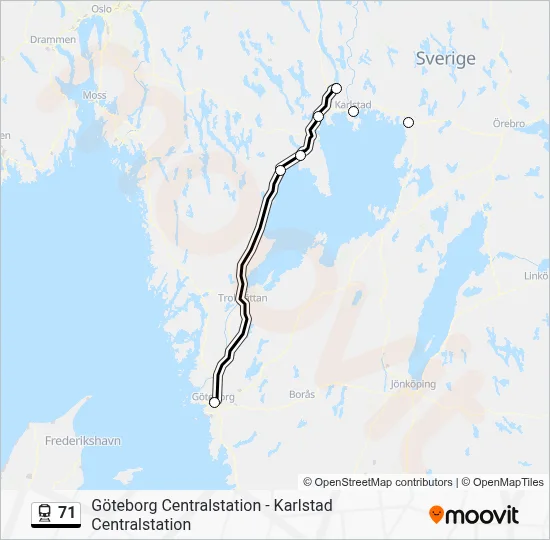 71 tåg Linje karta