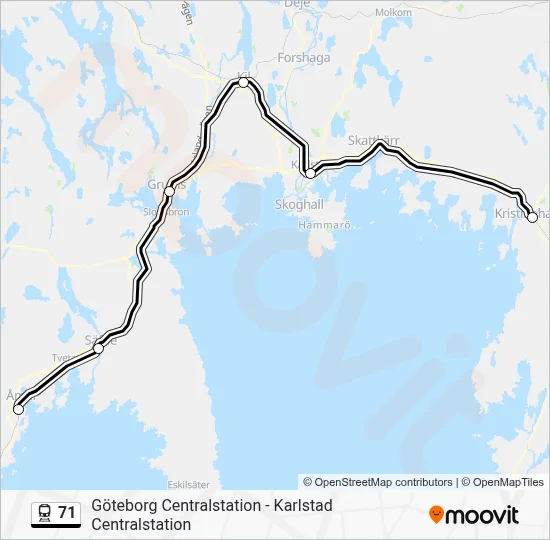 71 tåg Linje karta