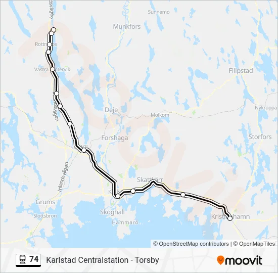 74 tåg Linje karta