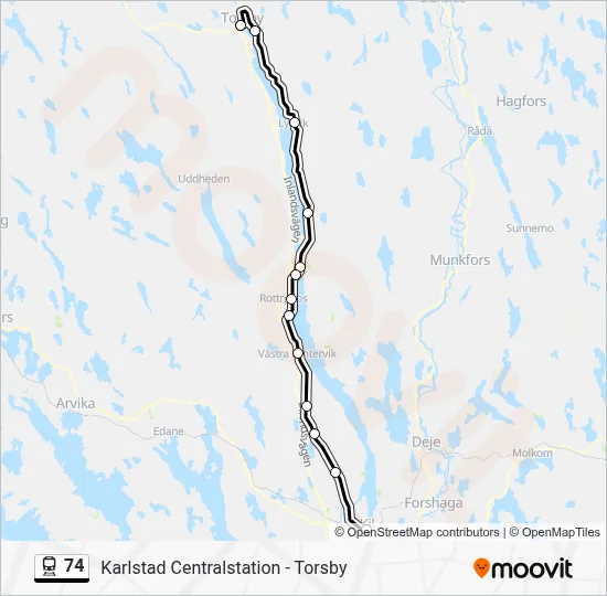 74 tåg Linje karta