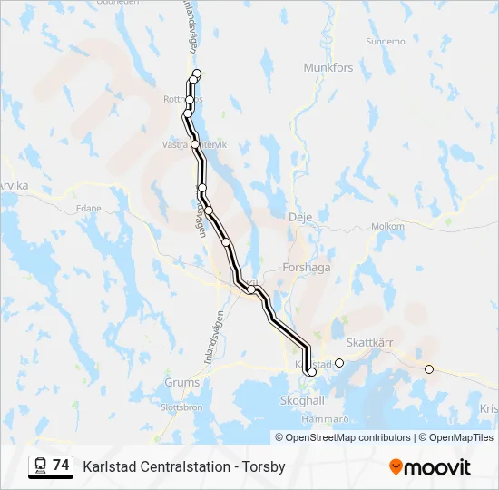 74 tåg Linje karta