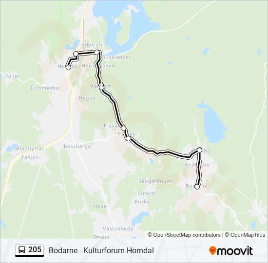 205 bus Line Map