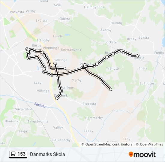 153 bus Line Map