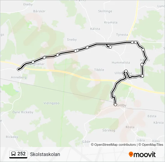 252 buss Linje karta