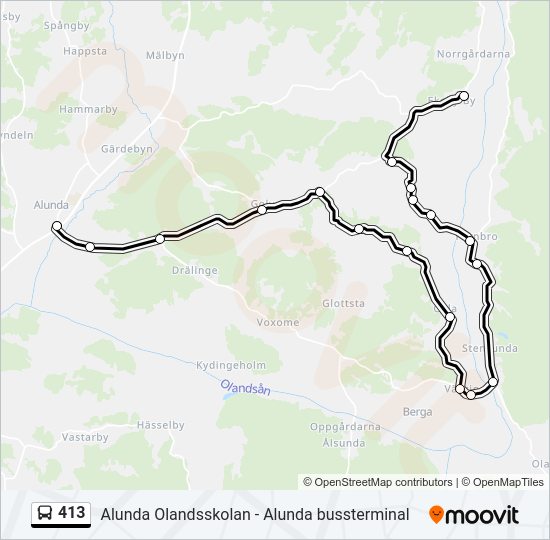 413 bus Line Map