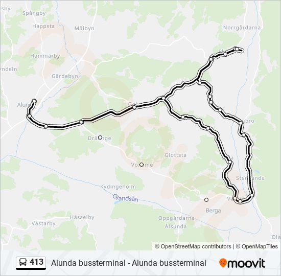 413 bus Line Map