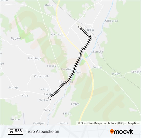 533 bus Line Map