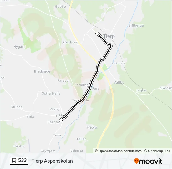 533 Bus Line Map