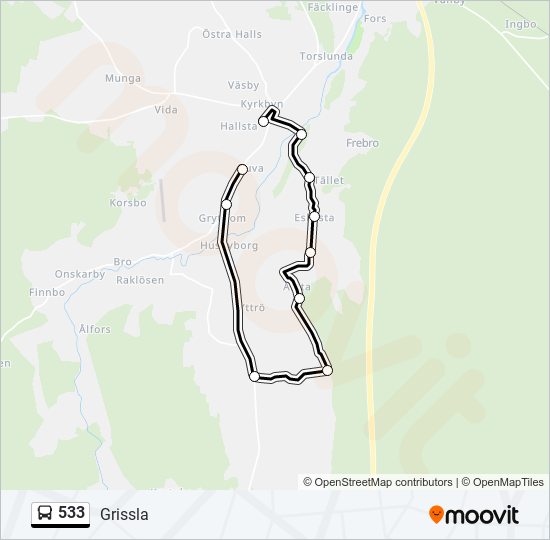 533 bus Line Map