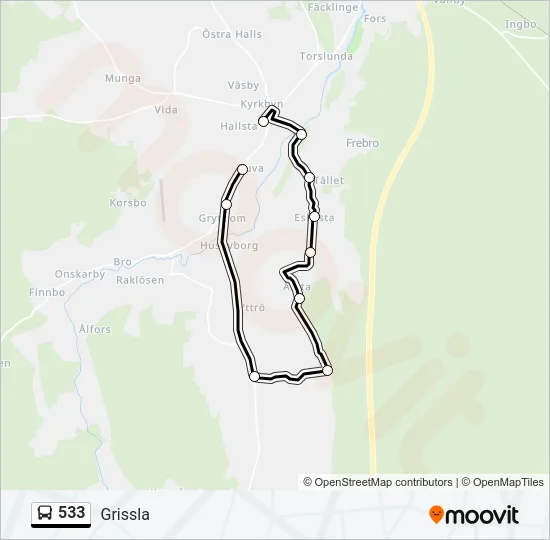 533 Bus Line Map
