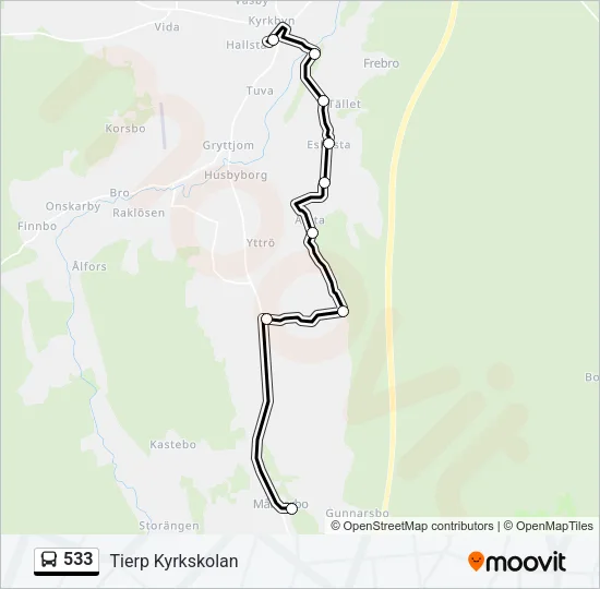 533 Bus Line Map