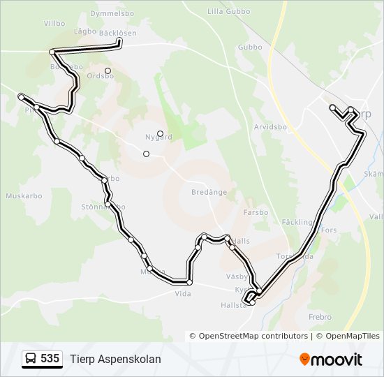 535 bus Line Map