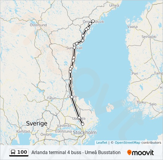 100 bus Line Map