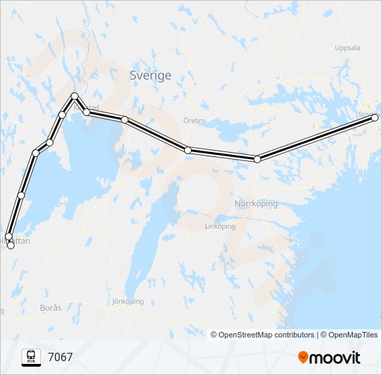 STOCKHOLM CENTRALSTATION - TROLLHÄTTAN CENTRALSTATION train Line Map