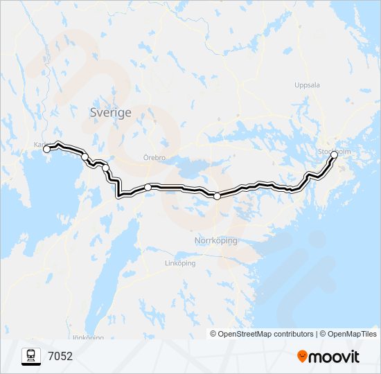 KRISTINEHAMN STATION - STOCKHOLM CENTRALSTATION train Line Map