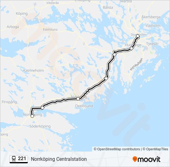 221 tåg Linje karta