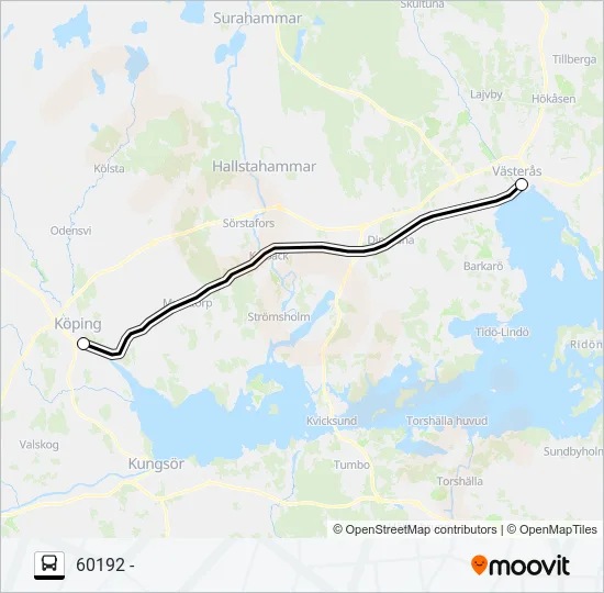 KÖPING STATION - VÄSTERÅS CENTRALSTATION Bus Line Map