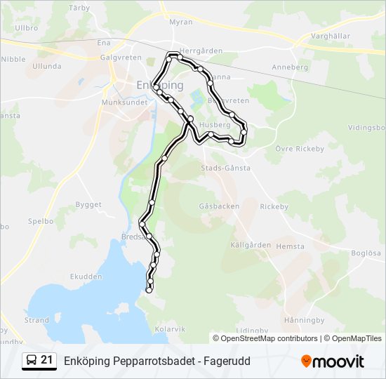 21 bus Line Map