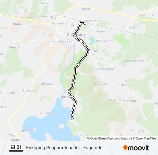 21 bus Line Map