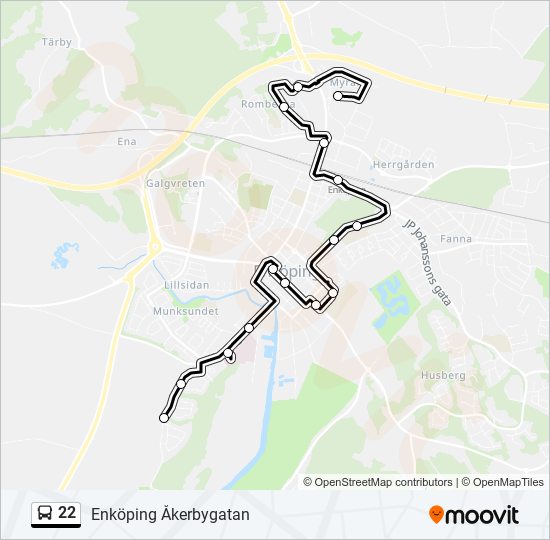 22 bus Line Map