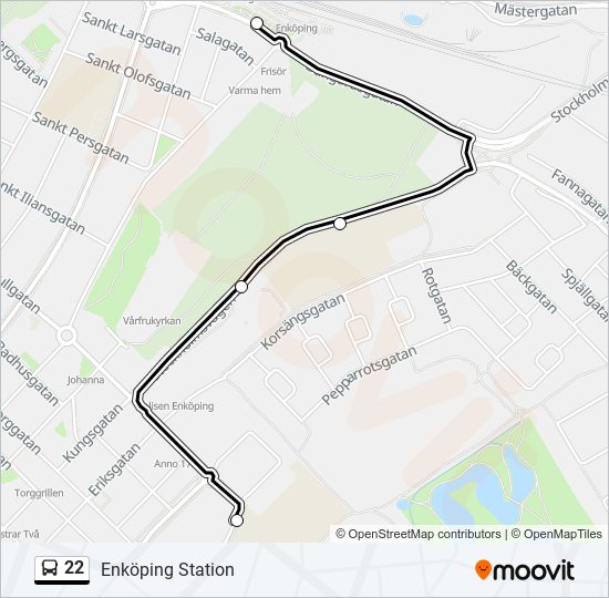 22 bus Line Map