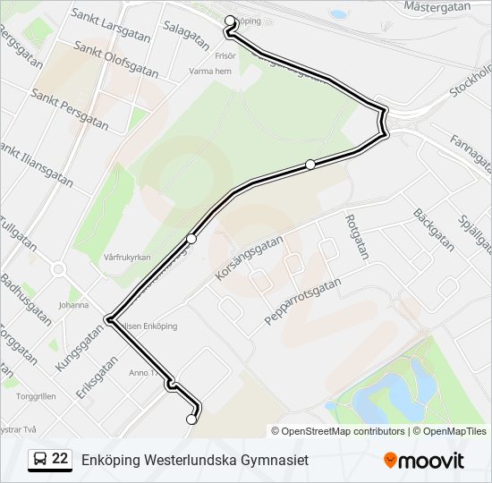 22 bus Line Map