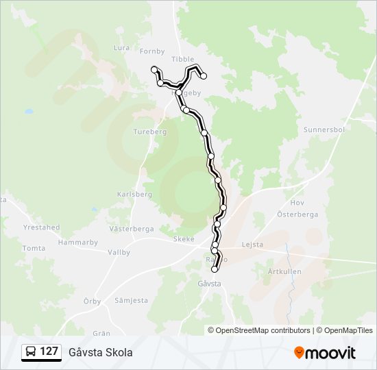 127 bus Line Map