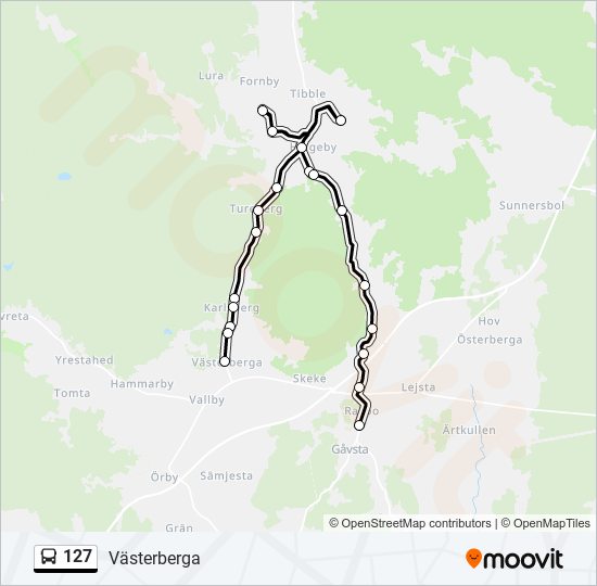 127 bus Line Map