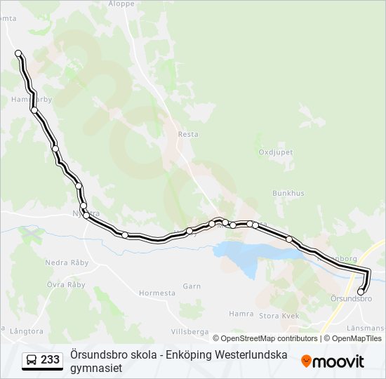 233 bus Line Map