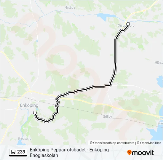 239 buss Linje karta