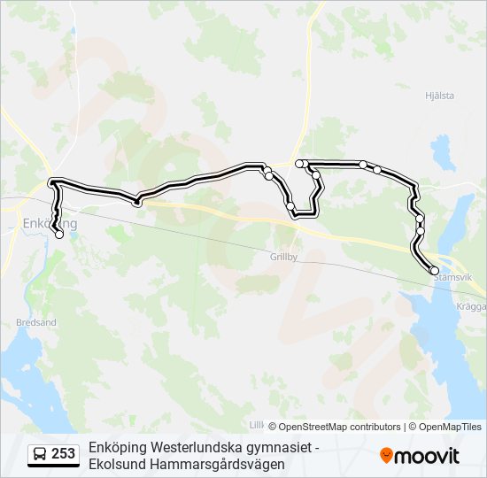 253 bus Line Map