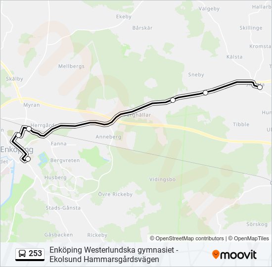 253 bus Line Map