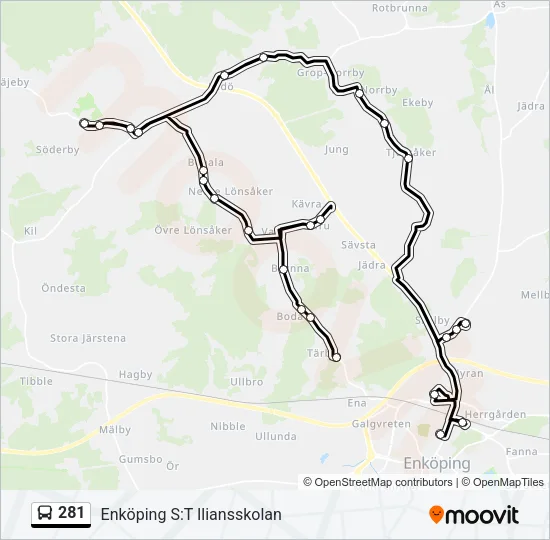 281 Bus Line Map