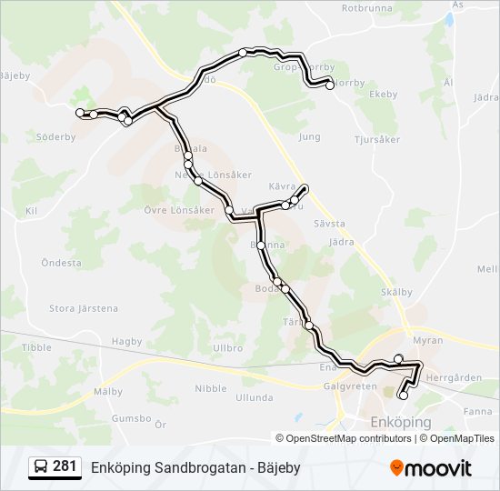 281 bus Line Map