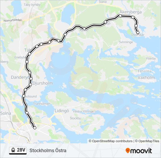 28V spårväg Linje karta