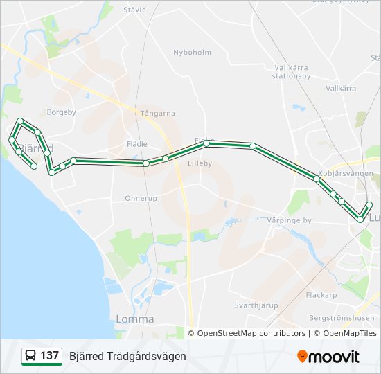 Bus 137 Route Map 137 Route: Schedules, Stops & Maps - Bjärred Trädgårdsvägen (Updated)