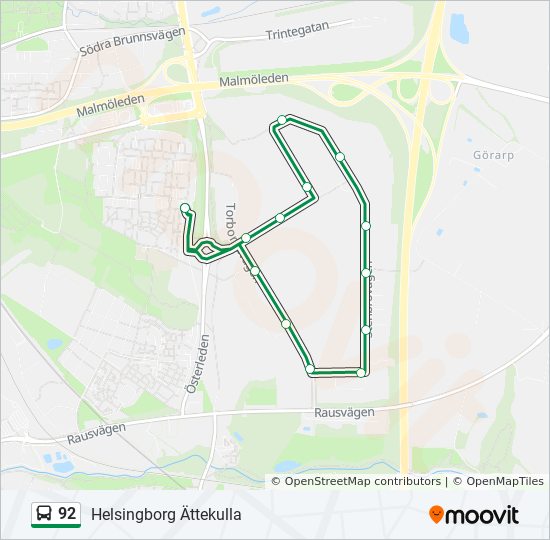 92 Route Schedules Stops Maps Helsingborg ttekulla Updated 