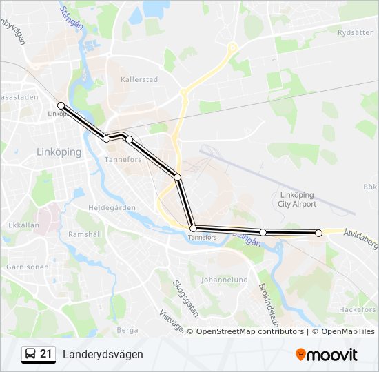 21 Bus Route Map 21 Route: Schedules, Stops & Maps - Landerydsvägen (Updated)
