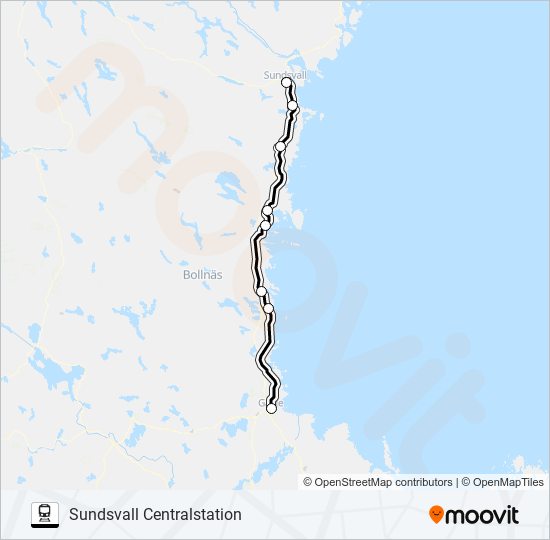 gävle centralstation sundsvall centralstation Rutt: Tidtabeller,  Hållplatser & Kartor - Sundsvall Centralstation (Uppdaterat)