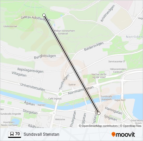 70 Rutt: Tidtabeller, Hållplatser & Kartor - Sundsvall Stenstan (Uppdaterat)