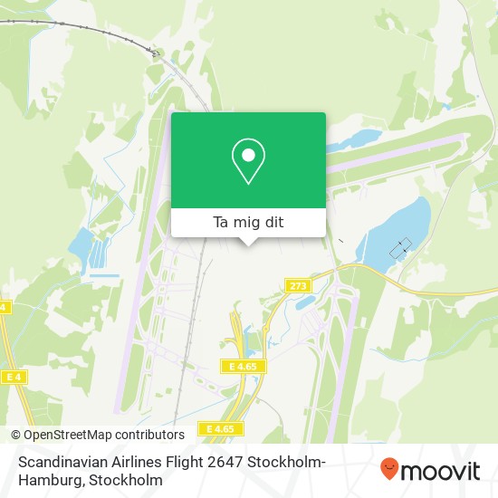 Scandinavian Airlines Flight 2647 Stockholm-Hamburg karta