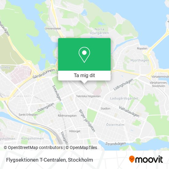 Flygsektionen T-Centralen karta